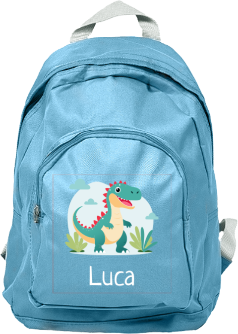Personalisierter Kinderrucksack mit Dino und Namen