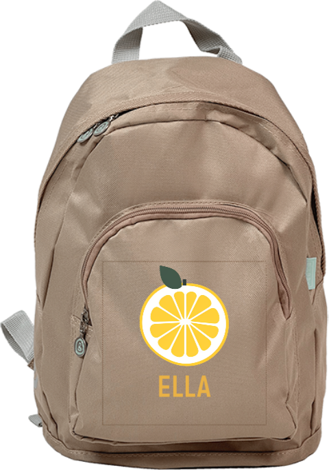 Sommerliche Schultasche mit Namen und Zitrone