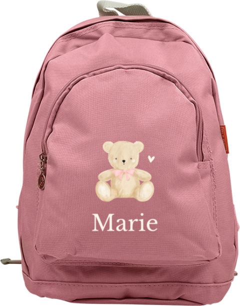 Niedlicher Kinderrucksack mit Namen und Teddybär