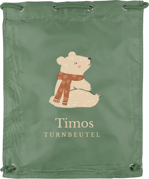 Personalisierter Turnbeutel mit Eisbär Motiv und Namen