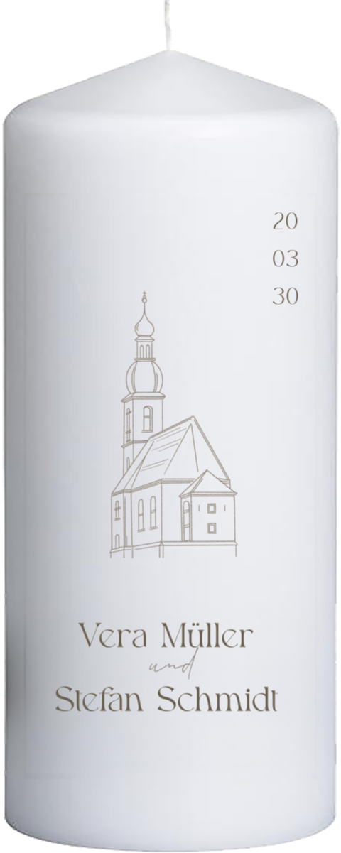 Hochzeitskerze Linienzeichnung Kirche