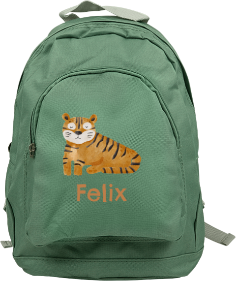 Personalisierter Kinderrucksack mit Namen und Tiger