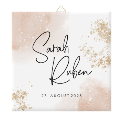 Fliese mit goldener Aquarell-Optik