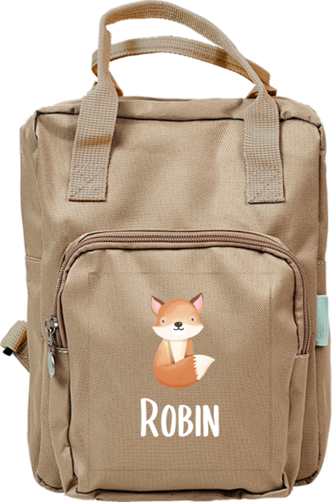 Personalisierbarer Rucksack mit Namen und ein Füchschen