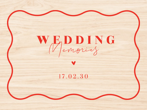 Hölzerne Erinnerungskiste zur Hochzeit im Color-Blocking-Stil mit welligem Rand