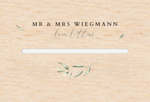 Kartenbox Hochzeit mit eleganter Schrift, Olivenzweig und Blätter