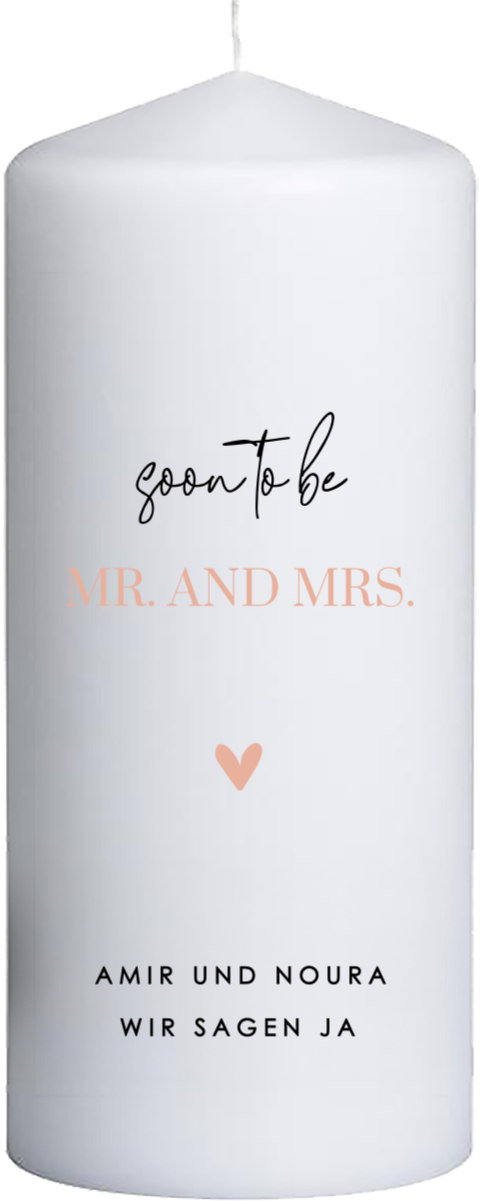 Hochzeitskerze mit schlichtem Herz – 20 cm hoch, 8 cm Ø