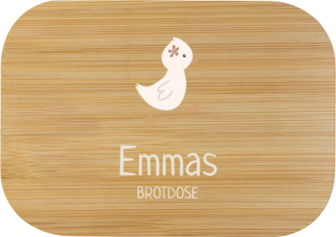 Edelstahl-Brotdose mit Name und Ente