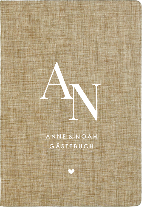 Stilvolles Gästebuch aus Leinen mit Initialen