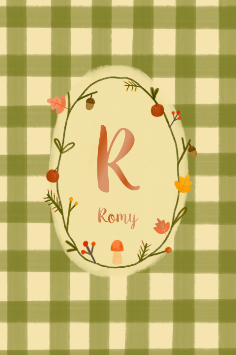 Geboortekaartje met groene ruit en herfstillustraties