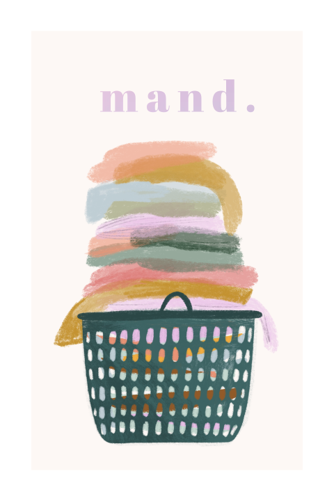 Wenskaart moederdag wasmand