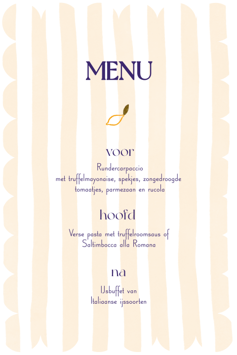 Zomerse menukaart met streepjes en citroentjes
