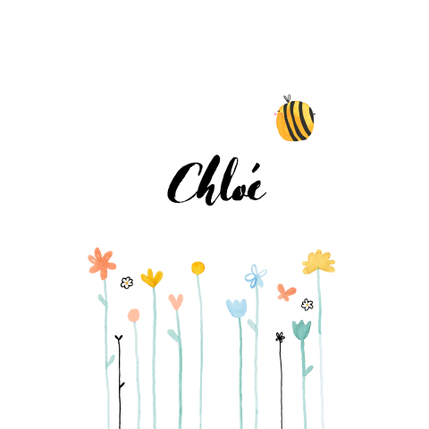 Geboortekaartje Bloemetjes met bijtje