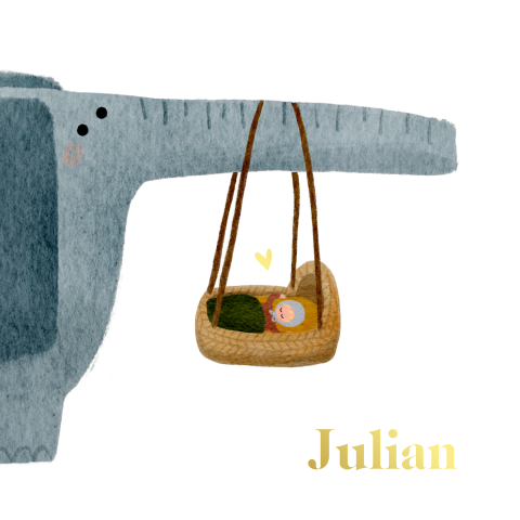 Geboortekaartje olifant wiegje jongen