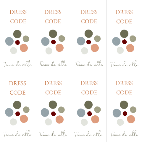 Trouwkaart dresscode kaartje kleuren