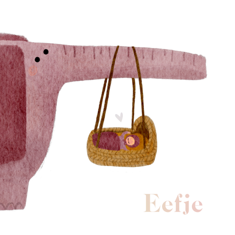 Geboortekaartje roze olifant wiegje meisje