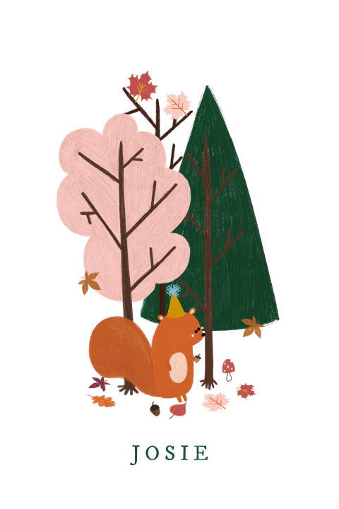 Geboortekaartje herfstbos eekhoorn