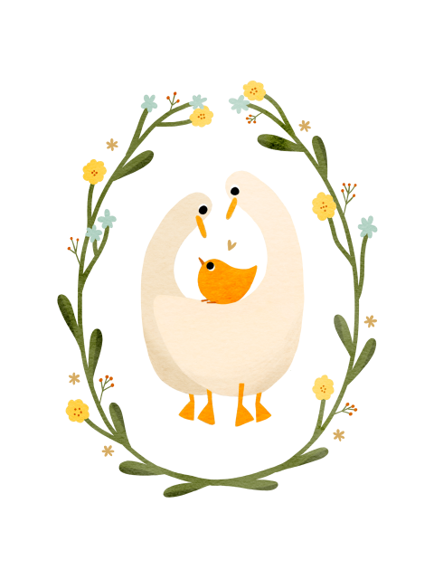 Poster gansjes krans bloemen