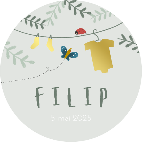 Geboortekaartje rond waslijntje botanisch