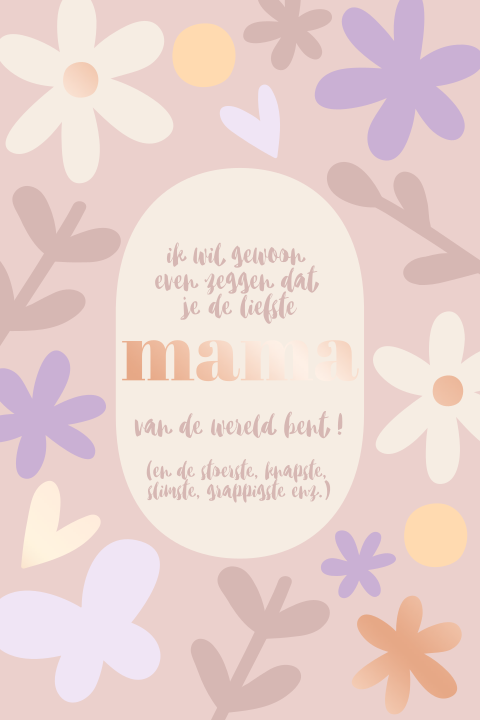 Wenskaart moederdag bloemetjes