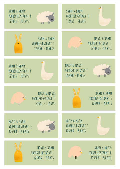 Adressticker lente dieren | 94 x 45 mm