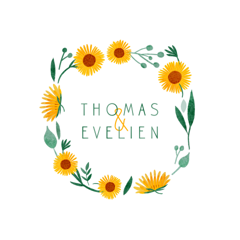 Trouwkaart zonnebloemen krans