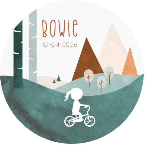 Raamsticker bergen fietsje meisje