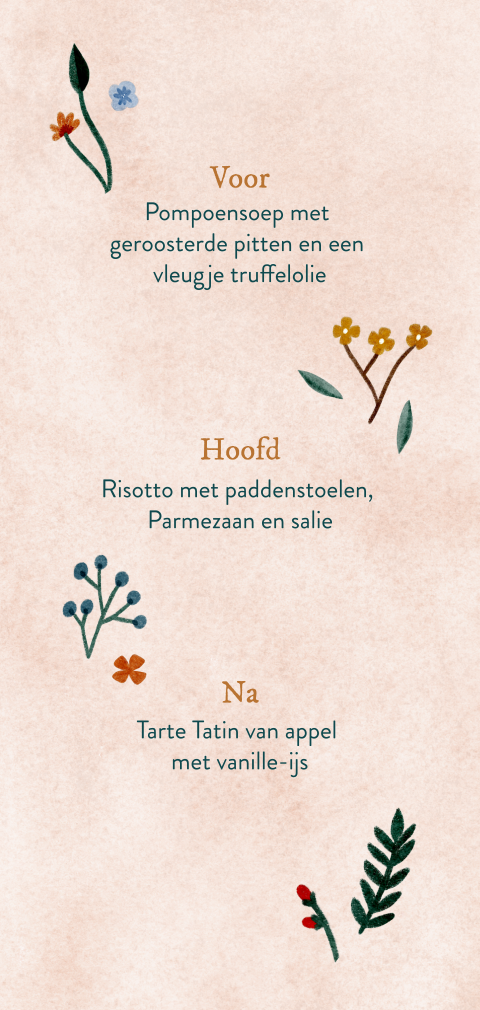 Menukaart waterverf illustratie bloemen