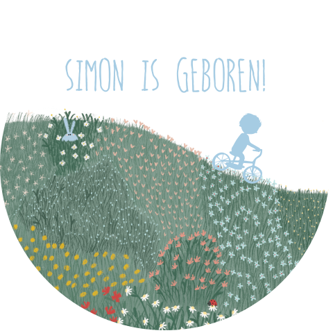 Raamsticker weiland bloemetjes fietsje