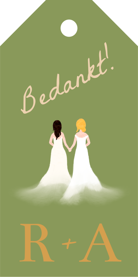 Trouw bedankje label met portretillustratie | 18 stuks