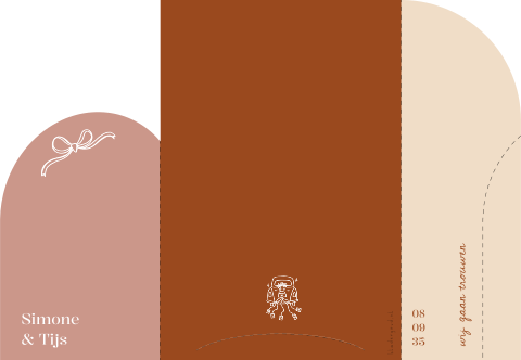 Trouwkaart insteekmapje Romantische lijntekeningen