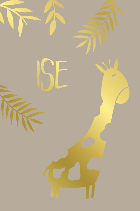Geboortekaartje goudfolie giraffe