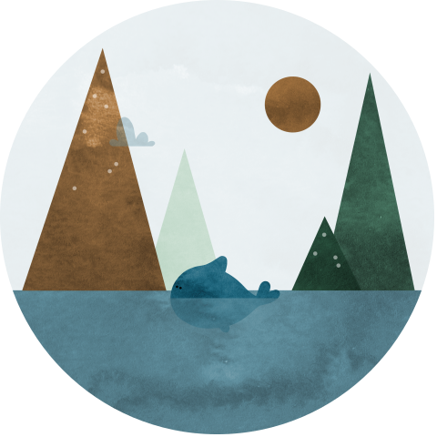 Behangcirkel bergen waterverf vis