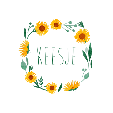 Geboortekaart zonnebloemen krans