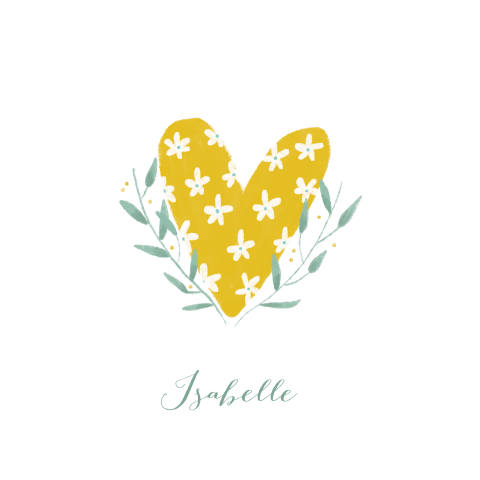 Geboortekaartje Hartje met bloemen