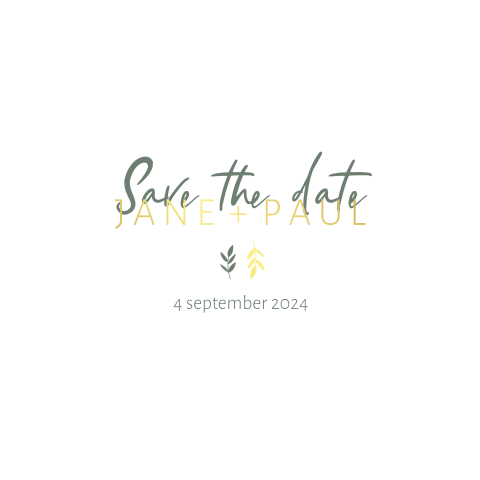 Save the date minimalistisch takjes goudfolie
