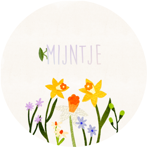Geboortekaartje cirkel bloemen narcis lente