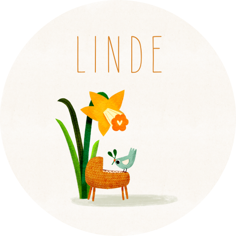 Raamsticker narcis wiegje vogeltje