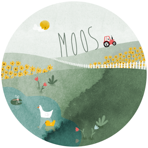 Geboortekaartje cirkel weilanden tractor zonnebloem