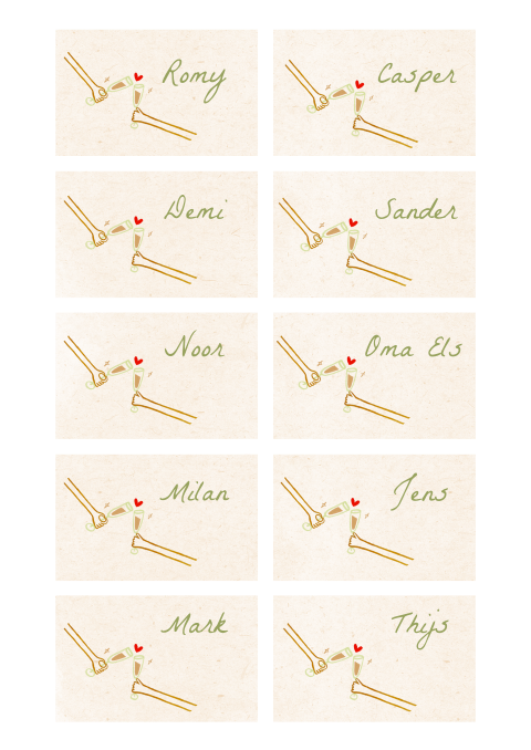 Naamkaartjes lijntekening proost