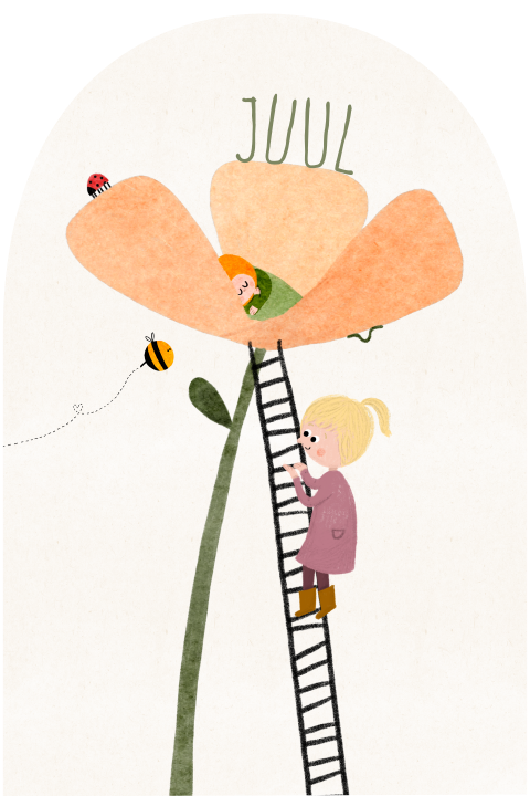 Geboortekaartje boogvorm lentekind grote broer zusbloem