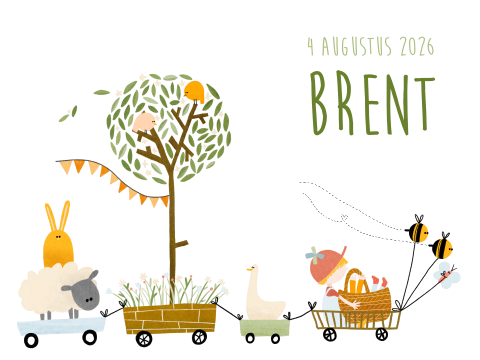 Poster lente dieren treintje grote broer 40x30 cm