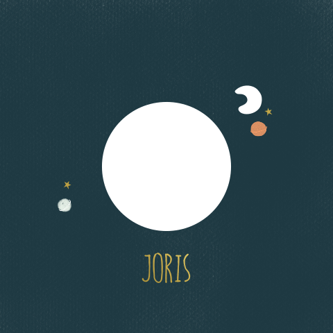 Geboortekaartje stans foto heelal goudfolie