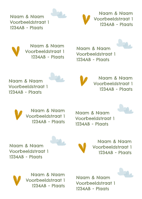 Adressticker wolken hartje | 97 x 45 mm