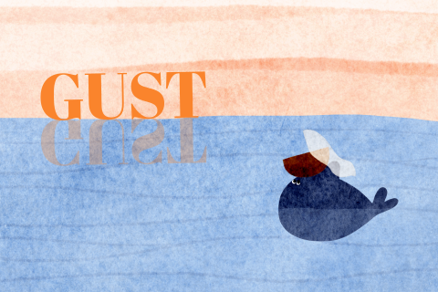 Geboortekaartje zee walvis wiegje oranje