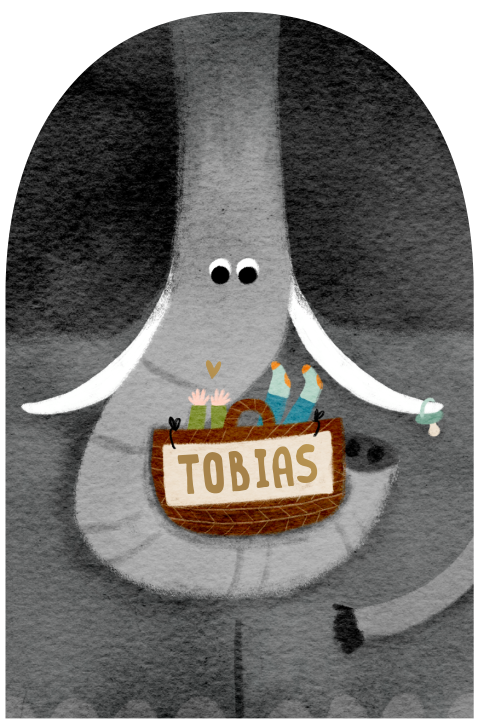 Geboortekaartje boogvorm olifant wiegje