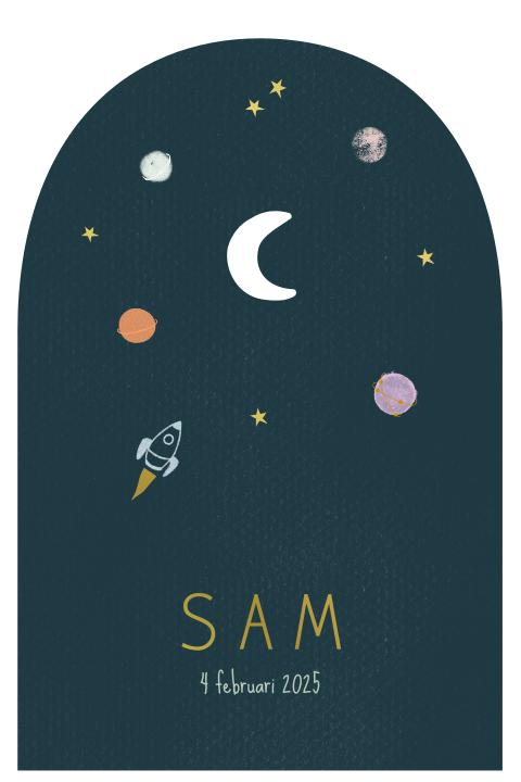 Geboortekaartje heelal planeten maan stans