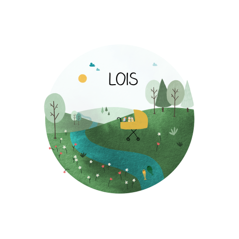 Geboortekaartje waterverf groen landschap