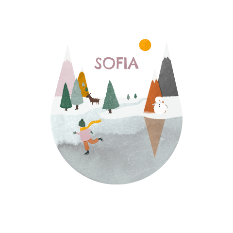 Geboortekaartje winter bergen schaatsen meisje