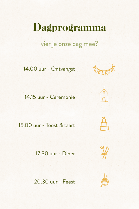 Dagplanning bruiloft